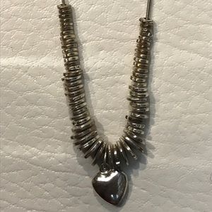 .925 Silver Heart Charm and Pendant Necklace